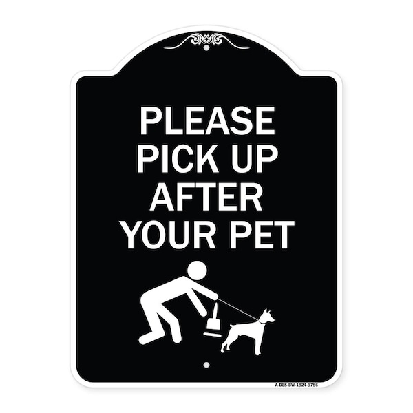 Designer Series-Please Pick Up After Your Pet Black & White, 24" x 18", BW-1824-9786